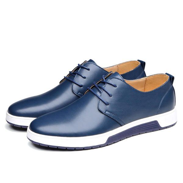 Herren Leder Oxford Sneaker Mit Runder Zehenpartie