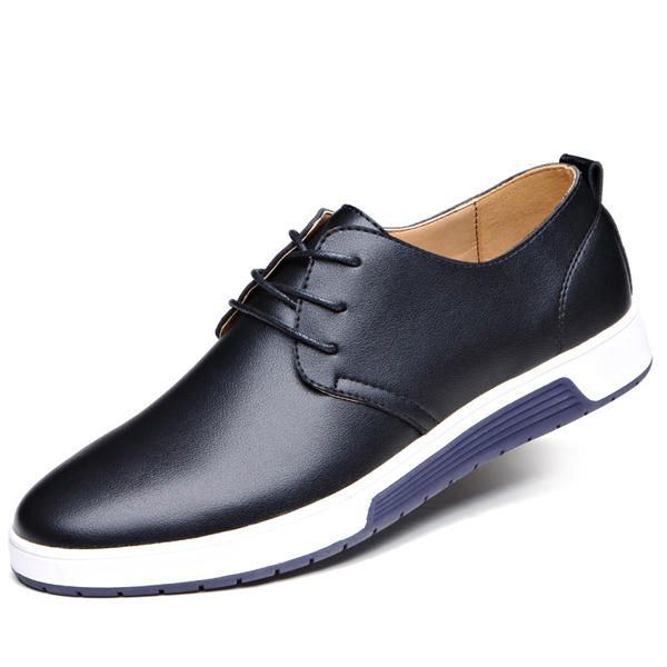 Herren Leder Oxford Sneaker Mit Runder Zehenpartie