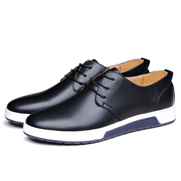 Herren Leder Oxford Sneaker Mit Runder Zehenpartie