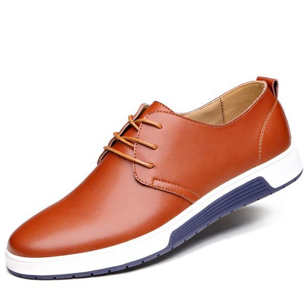 Herren Leder Oxford Sneaker Mit Runder Zehenpartie