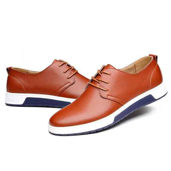 Herren Leder Oxford Sneaker Mit Runder Zehenpartie