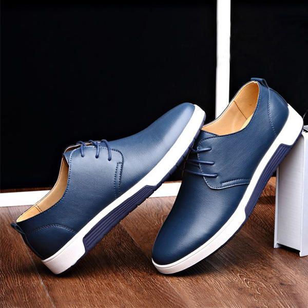 Herren Leder Oxford Sneaker Mit Runder Zehenpartie