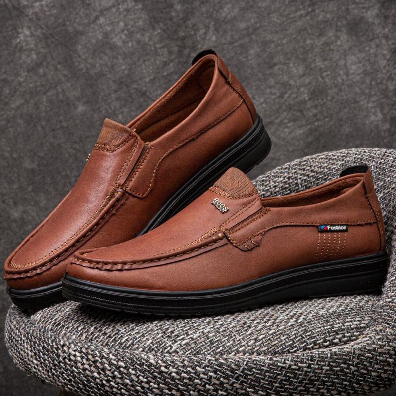 Herren Mikrofaser Leder Atmungsaktive Slip On Business Schuhe Mit Weicher Sohle