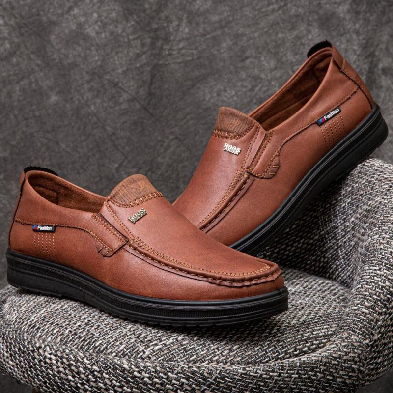 Herren Mikrofaser Leder Atmungsaktive Slip On Business Schuhe Mit Weicher Sohle