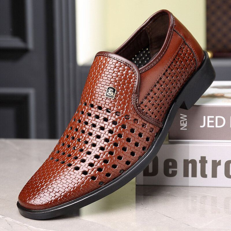 Herren Mikrofaser Leder Loch Rutschfeste Atmungsaktive Business Casual Formelle Schuhe