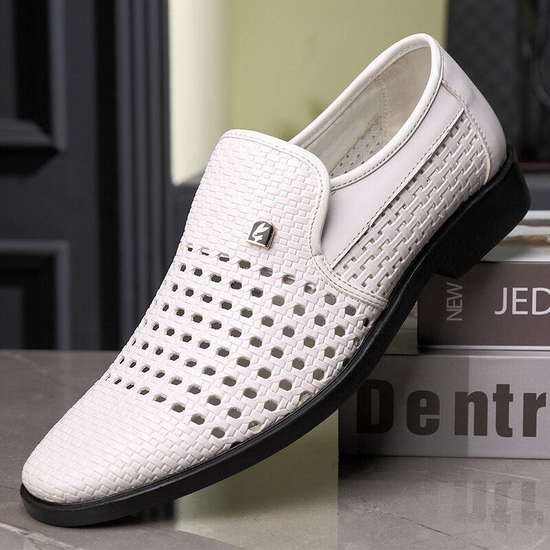 Herren Mikrofaser Leder Loch Rutschfeste Atmungsaktive Business Casual Formelle Schuhe