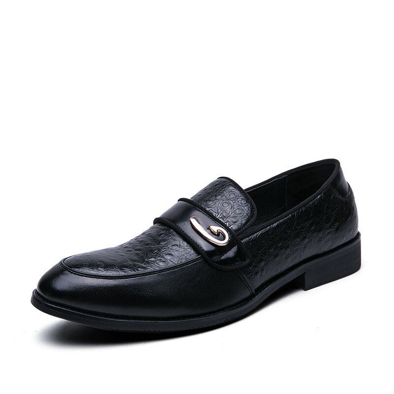 Herren Retro Metall Spleißen Leder Bequeme Slip On Business Casual Sanfte Schuhe