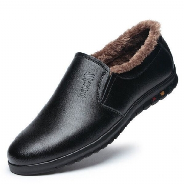 Herren Slip On Wolle Fleece Futter Mit Runder Zehenpartie Für Warme Winterschuhe