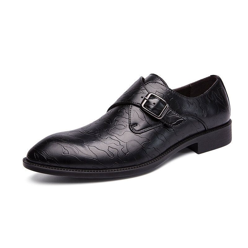 Herrenmode Britischer Stil Geprägte Metallschnalle Business Casual Formelle Schuhe