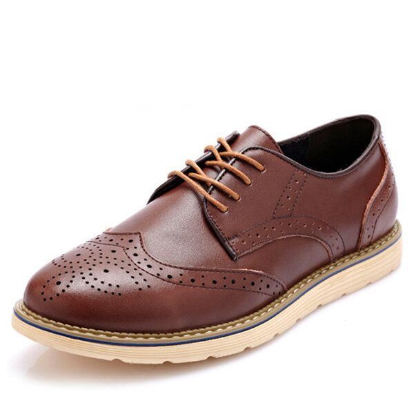 Herrenmode Brogue Schuhe Schnürschuhe Mit Runder Zehenpartie Britische Oxfords