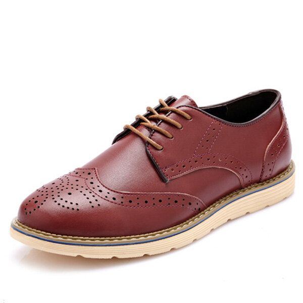 Herrenmode Brogue Schuhe Schnürschuhe Mit Runder Zehenpartie Britische Oxfords