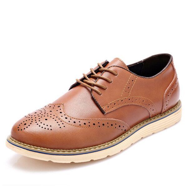 Herrenmode Brogue Schuhe Schnürschuhe Mit Runder Zehenpartie Britische Oxfords