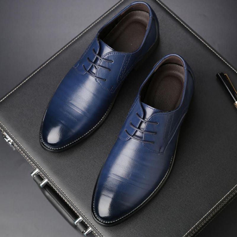 Klassische Formelle Business Leder Oxfords Mit Spitzer Zehenpartie Für Herren