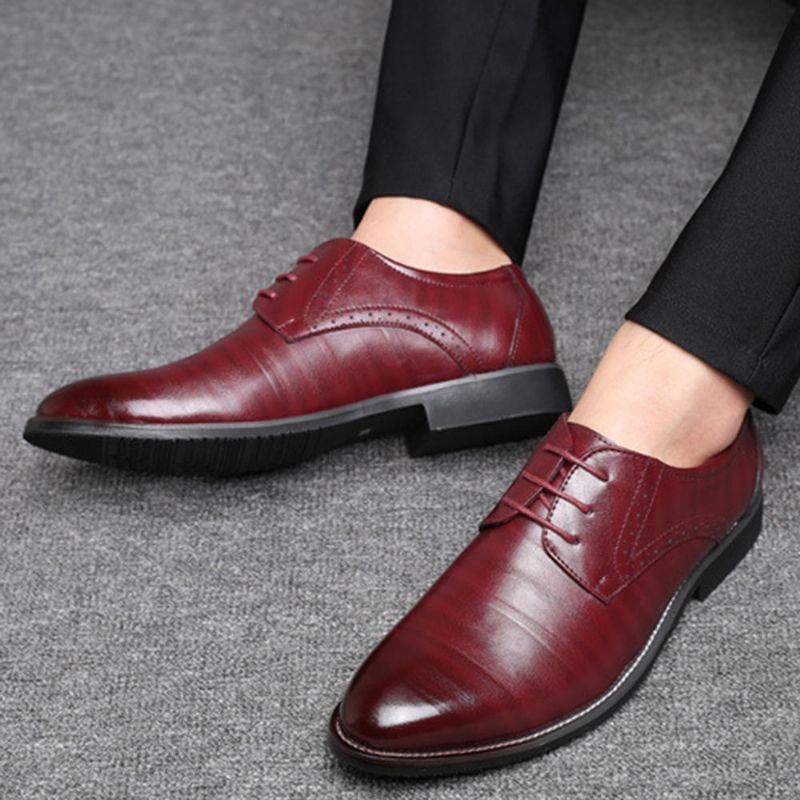 Klassische Formelle Business Leder Oxfords Mit Spitzer Zehenpartie Für Herren