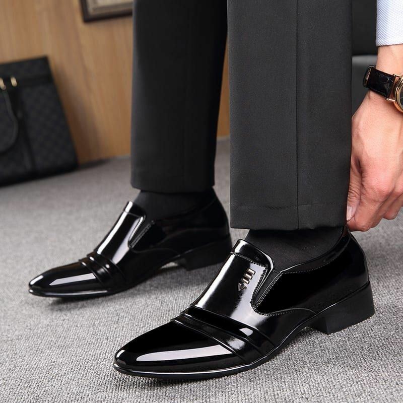 Klassische Reinfarbige Lässige Business Leder Oxfords Für Herren