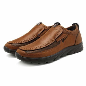 Lässige Bequeme Weiche Moc Toe Slip On Leder Oxfords Für Herren