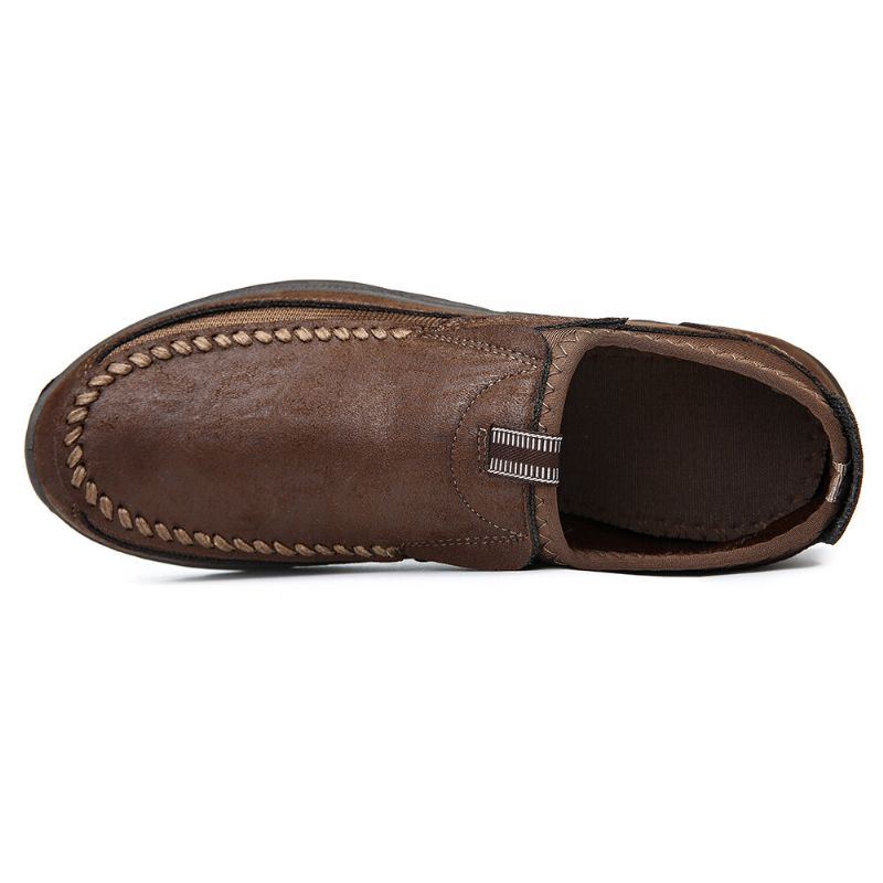 Lässige Bequeme Weiche Moc Toe Slip On Leder Oxfords Für Herren