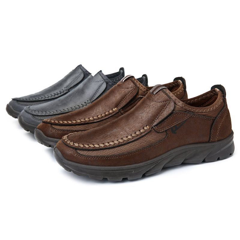 Lässige Bequeme Weiche Moc Toe Slip On Leder Oxfords Für Herren