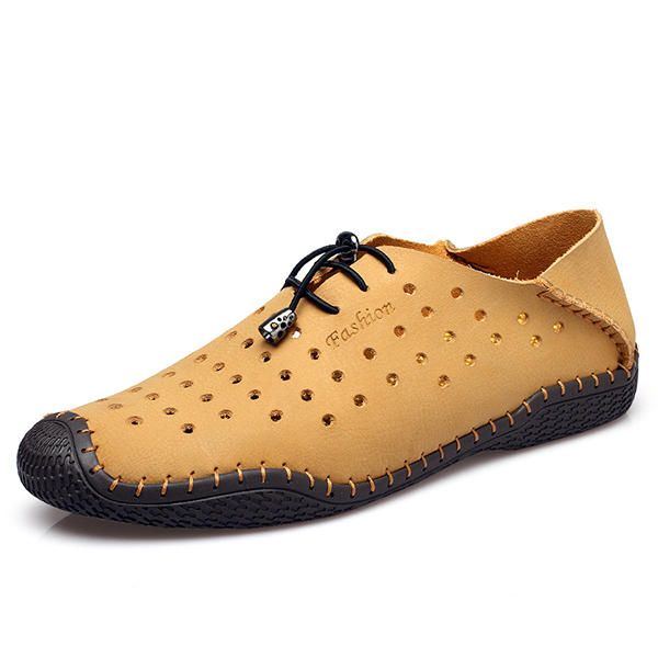 Lässige Herren Schnürschuhe Aus Leder Mit Ausgehöhlten Outdoor Oxfords