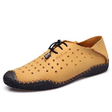 Lässige Herren Schnürschuhe Aus Leder Mit Ausgehöhlten Outdoor Oxfords