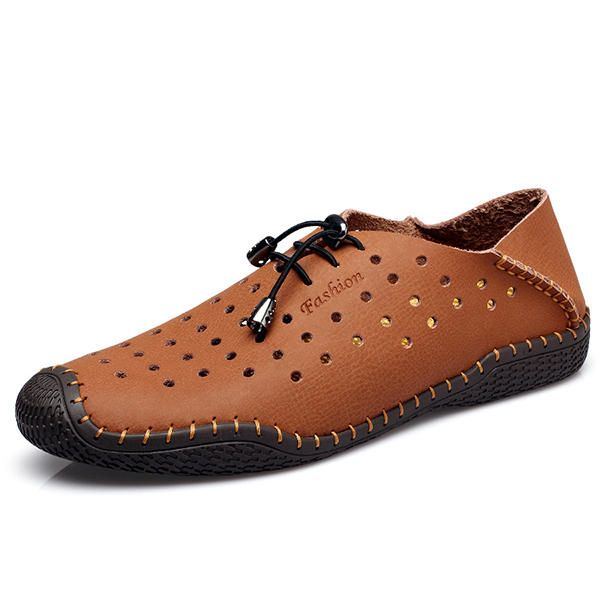 Lässige Herren Schnürschuhe Aus Leder Mit Ausgehöhlten Outdoor Oxfords