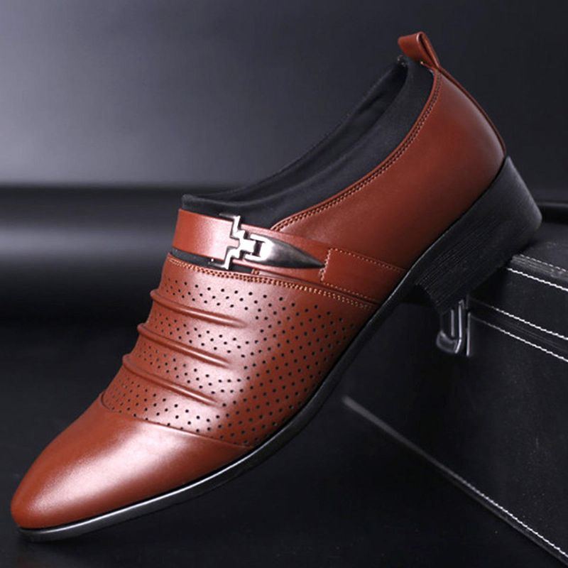 Herren Atmungsaktive Hohle Outs Leder Formelle Business Schuhe