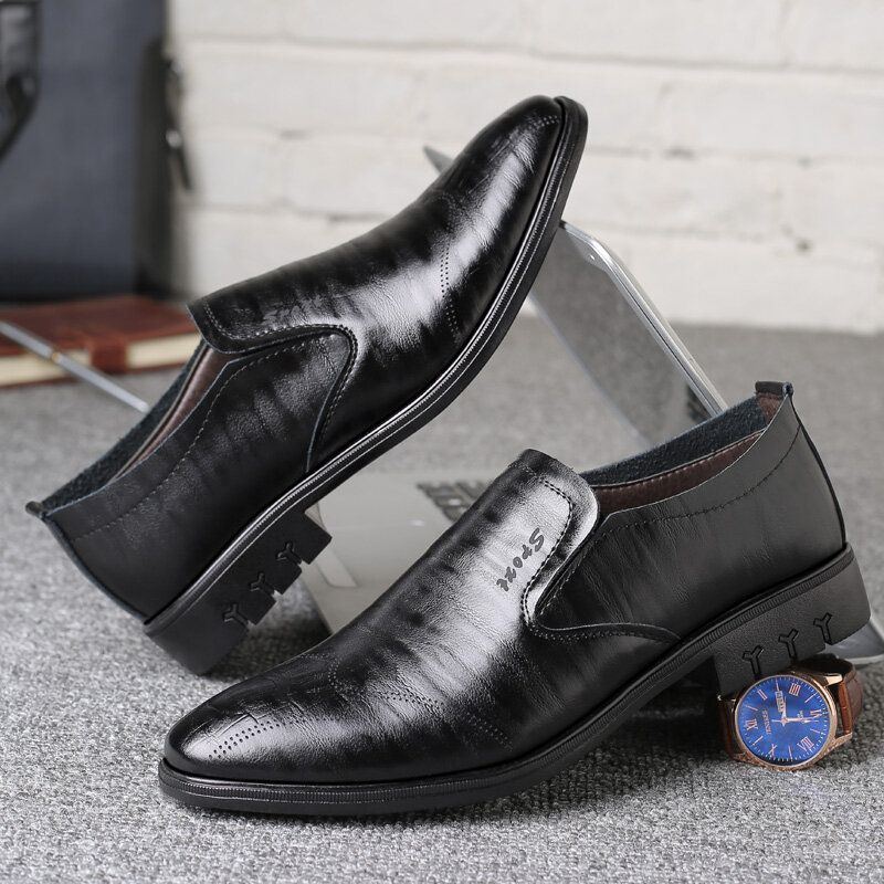 Herren Britische Runde Slip On Business Casual Dress Schuhe