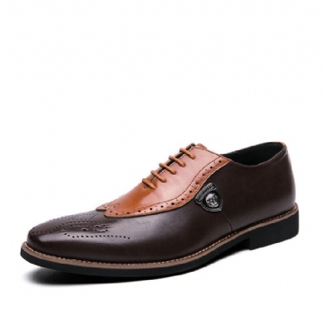 Herren Brogue Craved Pointed Toe Spiced Dress Schuhe