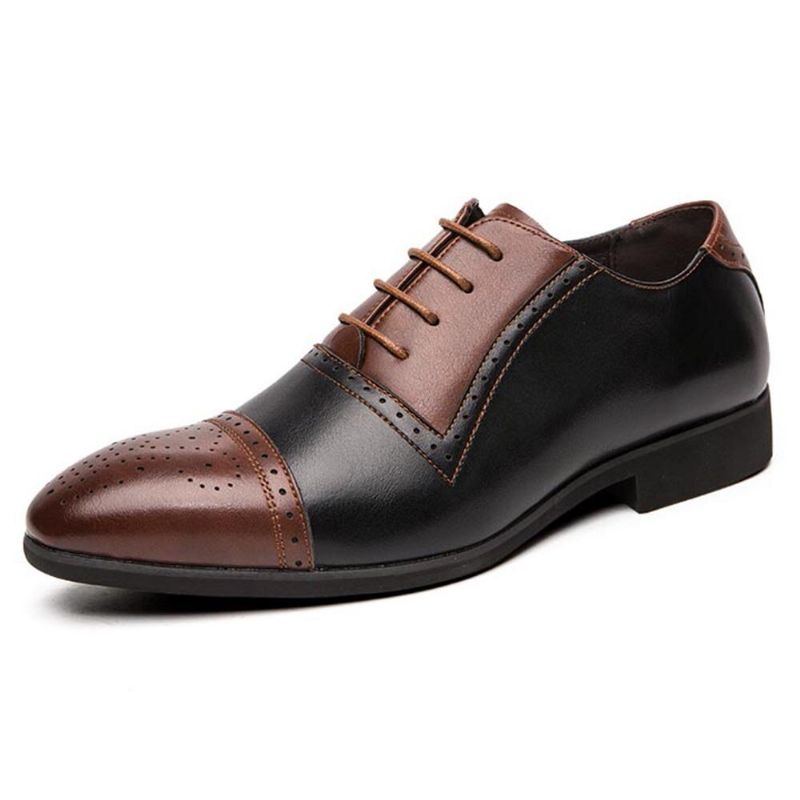 Herren Brogue Geschnitztes Mikrofaser Leder Farbnähte Formelle Business Oxfords