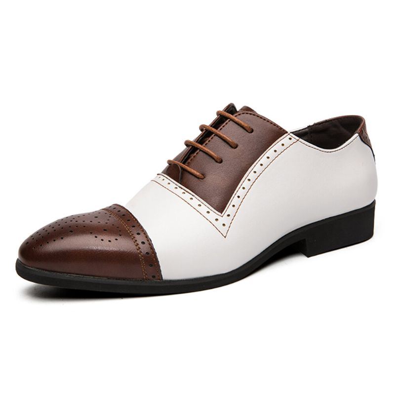 Herren Brogue Geschnitztes Mikrofaser Leder Farbnähte Formelle Business Oxfords