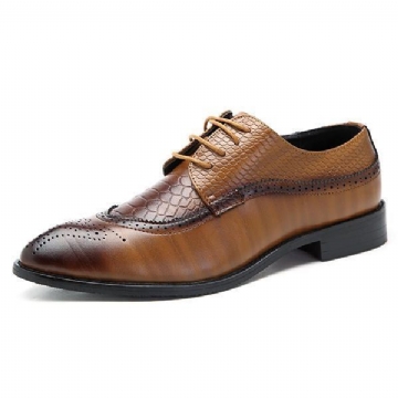 Herren Brogue Stil Echtes Leder Spitzschuh Business Formelle Schuhe