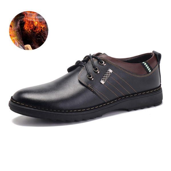 Herren Casual Business Soft Comfy Warm Echtleder Schnürschuhe Oxfords