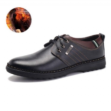 Herren Casual Business Soft Comfy Warm Echtleder Schnürschuhe Oxfords