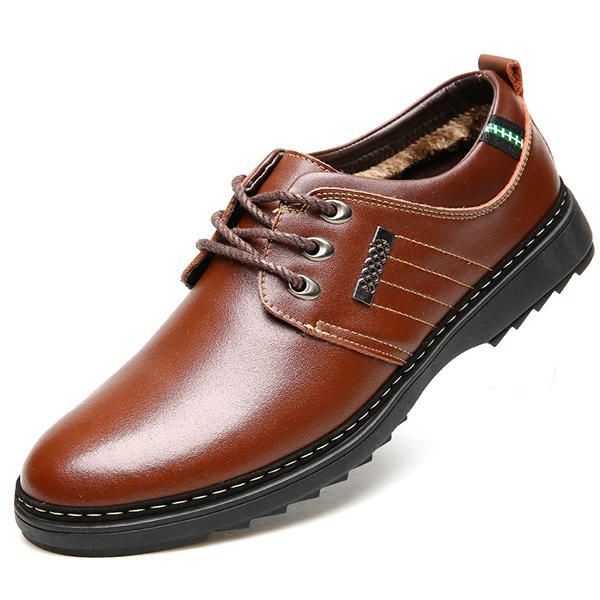 Herren Casual Business Soft Comfy Warm Echtleder Schnürschuhe Oxfords