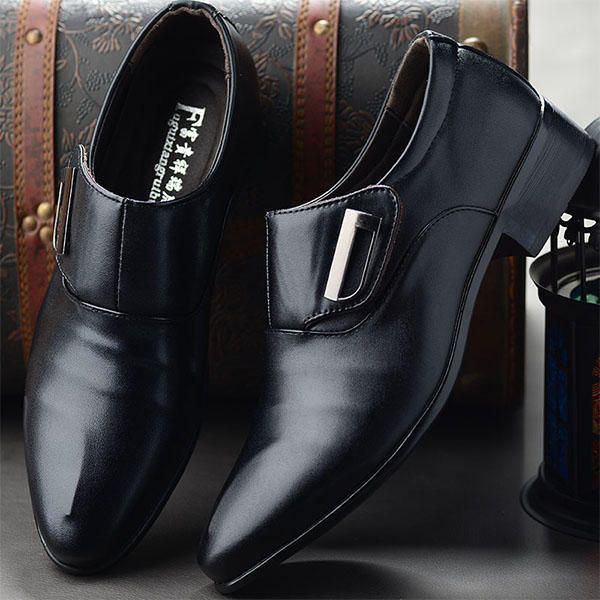 Herren Hook Loop Pointed Toe Leder Business Formelle Schuhe