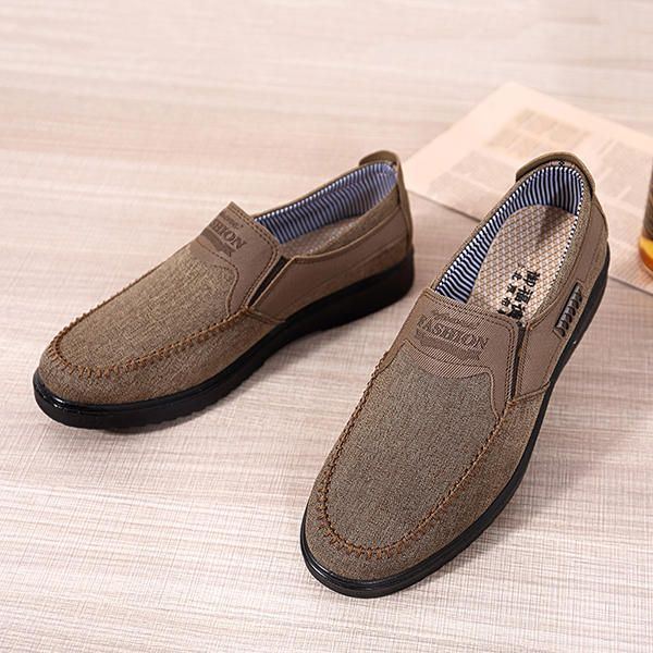 Herren Im Alten Peking Stil Lässige Atmungsaktive Elastische Bnad Slip On Oxfords Schuhe