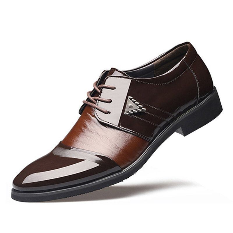 Herren Mikrofaser Leder Spitze Toe Soft Sole Splicing Crocodile Grain Lässige Business Schuhe