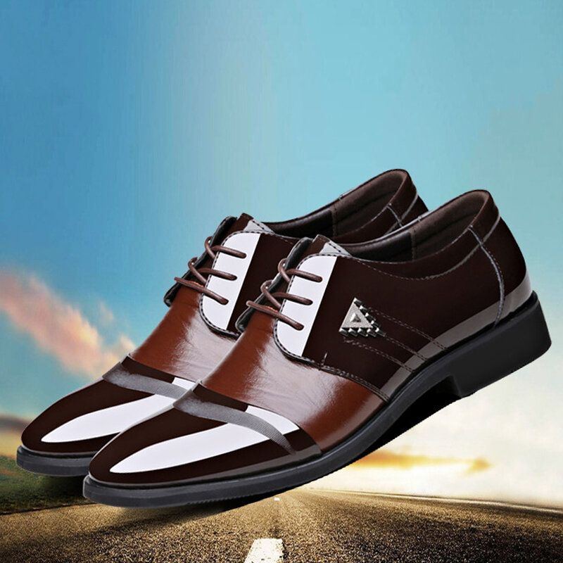 Herren Mikrofaser Leder Spitze Toe Soft Sole Splicing Crocodile Grain Lässige Business Schuhe