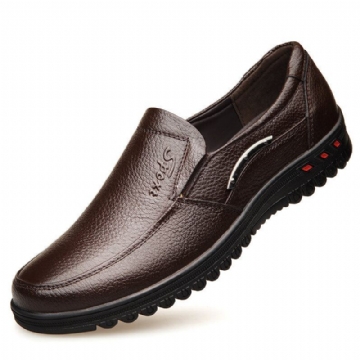 Herren Reine Farbe Rutschfeste Slip On Freizeitschuhe Aus Leder