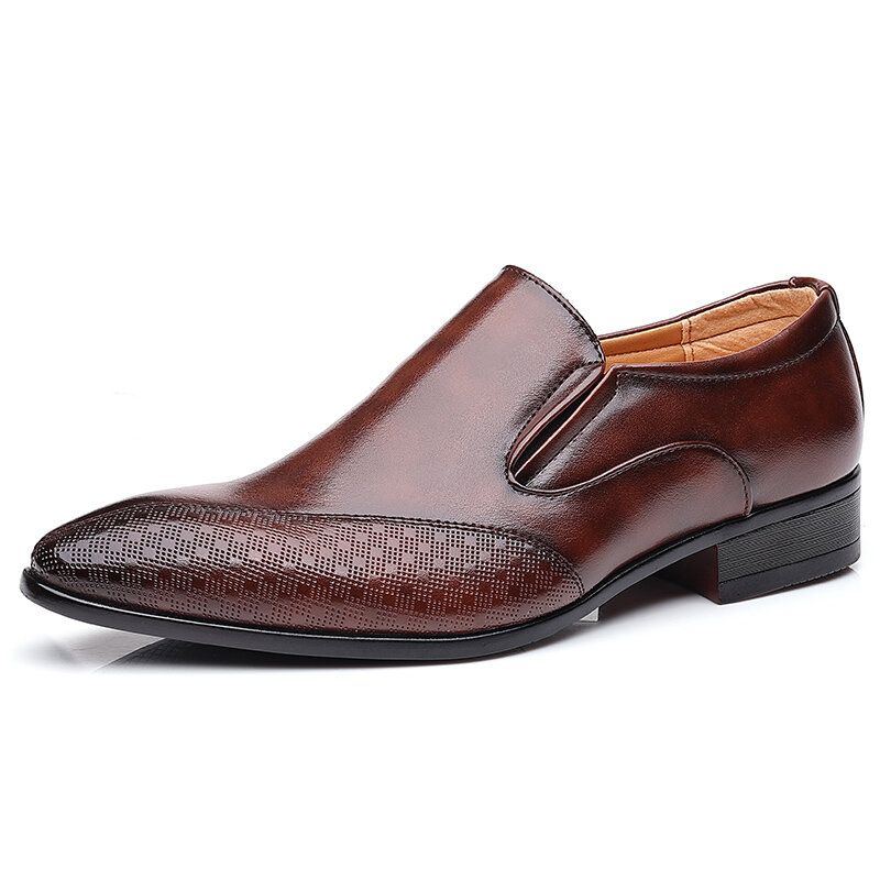 Herren Reine Farbe Spitzschuh Lässige Slip On Business Kleiderschuhe