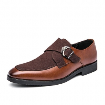 Herren Retro Metallschnalle Lederspleißen Synthetisches Wildleder Bequeme Tragbare Business Casual Schuhe