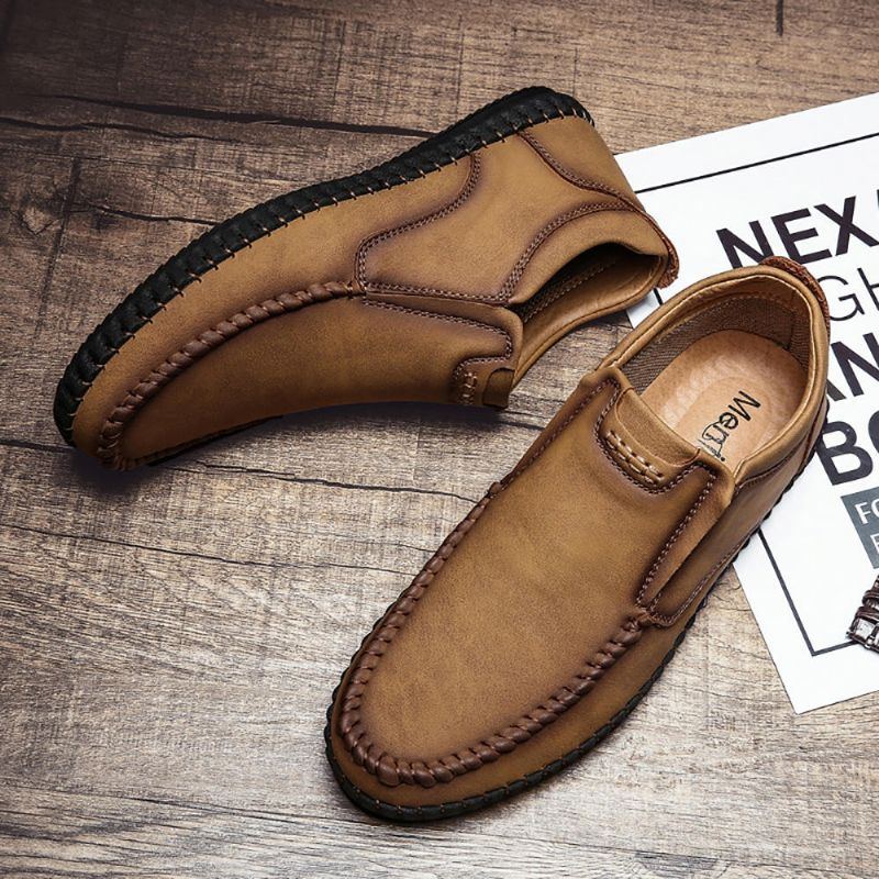 Retro Nähte Für Herren Bequeme Weiche Leder Business Casual Oxfords