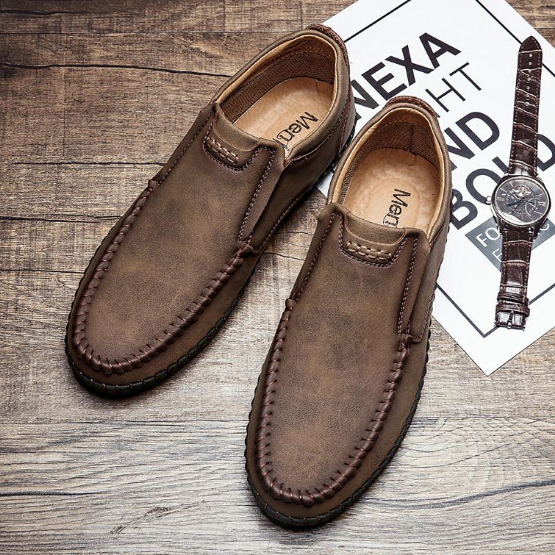 Retro Nähte Für Herren Bequeme Weiche Leder Business Casual Oxfords