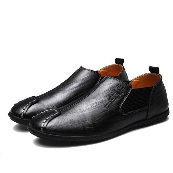 Schuhe Herren Lässig Handnähte Echtes Leder Elastische Flache Oxfords