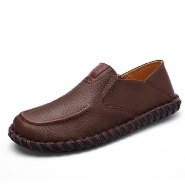 Weiche Atmungsaktive Flache Herrenschuhe Lässige Outdoor Leder Slip On Oxfords