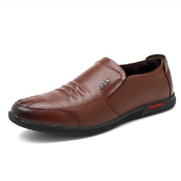 Weiche Sohle Warmes Futter Echtes Leder Business Oxfords Slip On Schuhe Für Herren