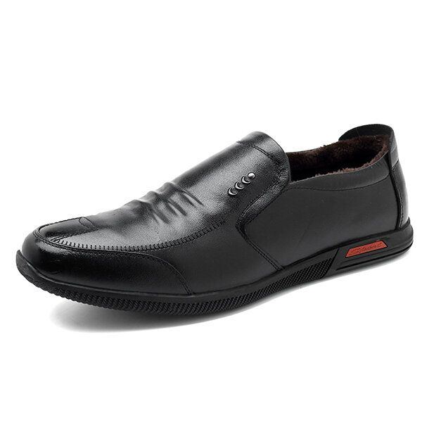 Weiche Sohle Warmes Futter Echtes Leder Business Oxfords Slip On Schuhe Für Herren