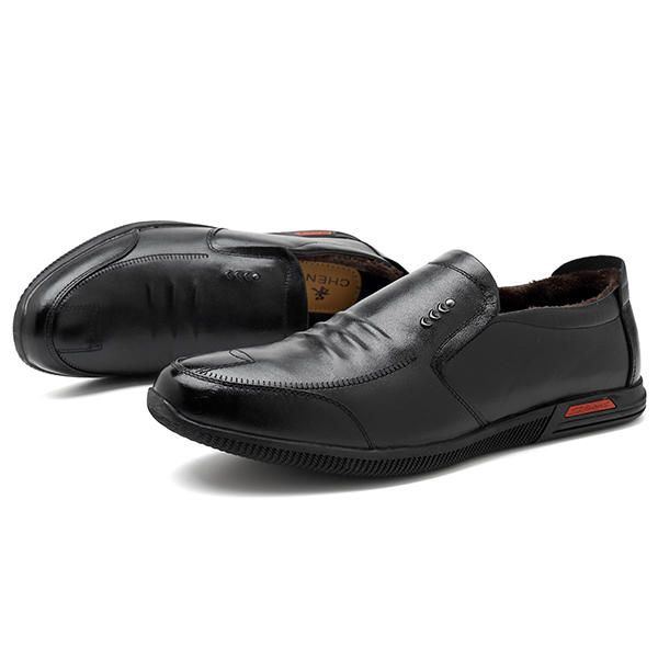 Weiche Sohle Warmes Futter Echtes Leder Business Oxfords Slip On Schuhe Für Herren