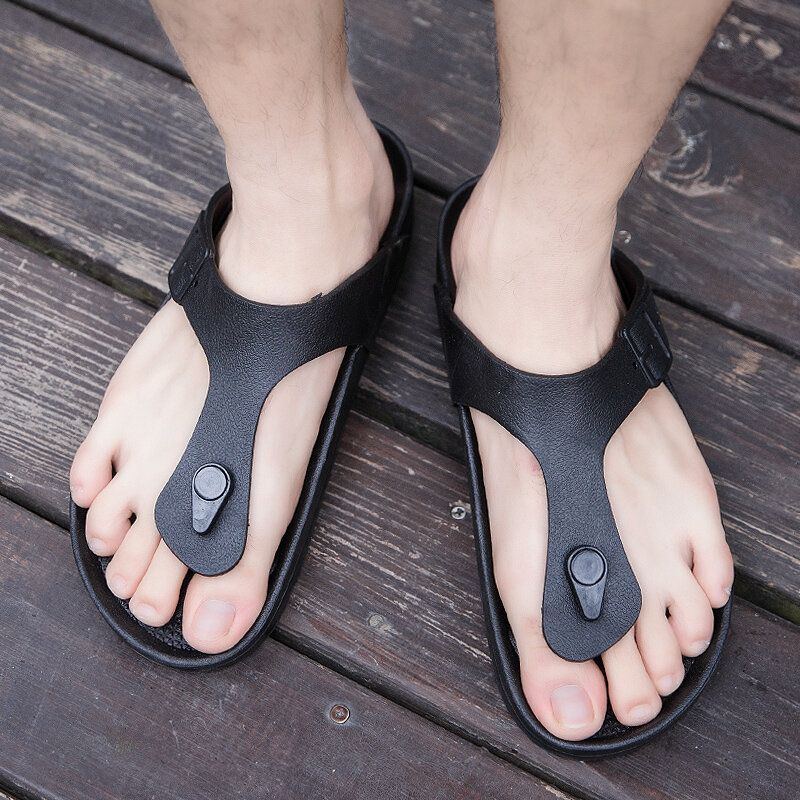 Atmungsaktive Rutschfeste Flip Flops Aus Rindsleder Mit Clips Für Herren Lässige Strandhausschuhe