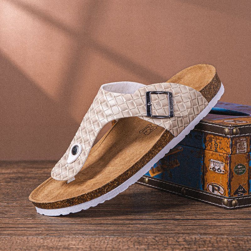 Atmungsaktive Rutschfeste Gewebte Strand Flip Flops Für Herren